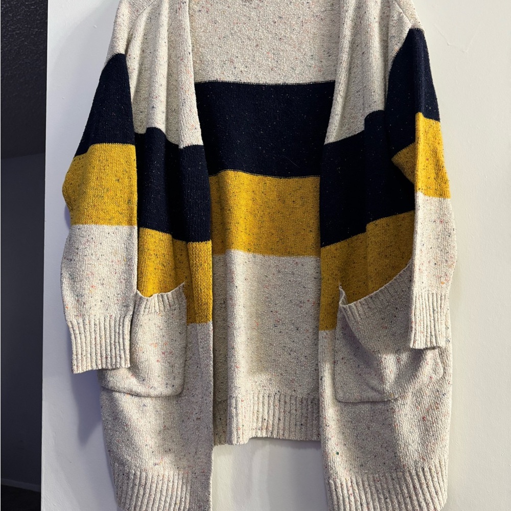 Striped Open Front Cardigan Sweater
